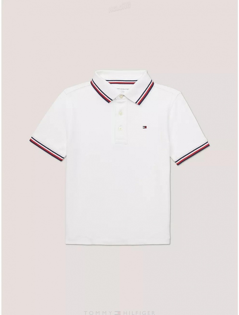 Tommy Hilfiger Kids' Tipped Polo Polos Fresh White | 9173-OYENQ