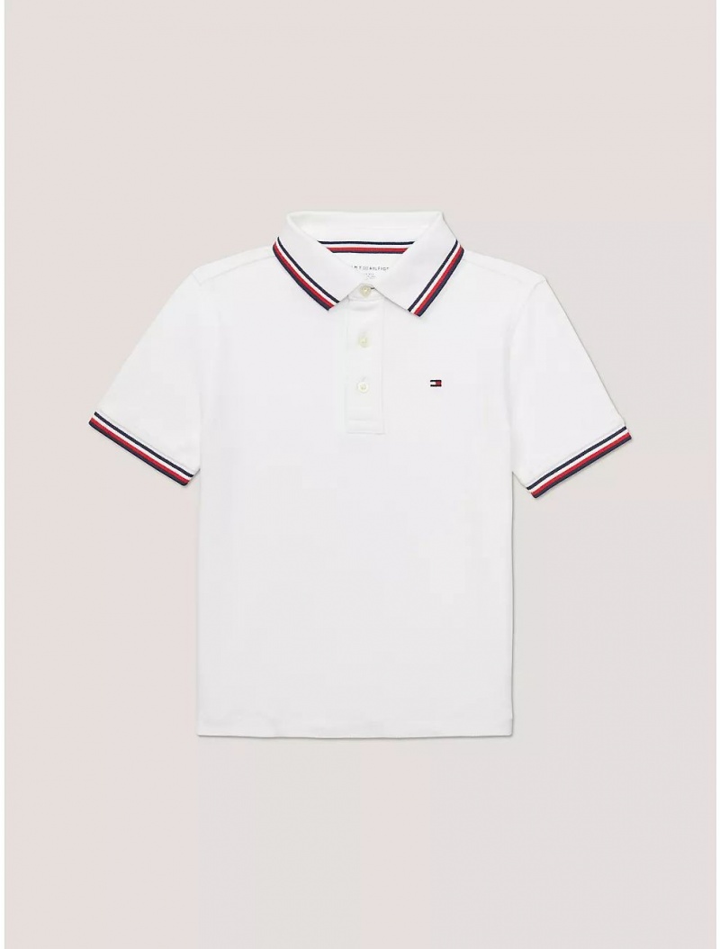 Tommy Hilfiger Kids\' Tipped Polo Polos Fresh White | 9173-OYENQ