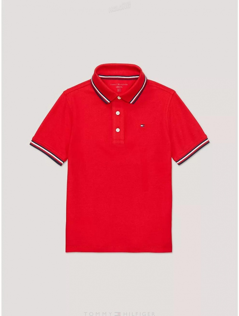 Tommy Hilfiger Kids' Tipped Polo Polos Primary Red | 4591-WSXMR