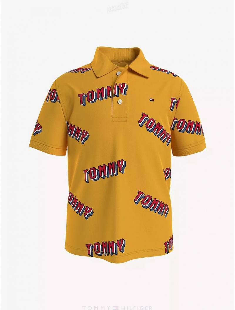 Tommy Hilfiger Kids' Tommy Arcade Logo Polo Polos Prairie Yellow Multi | 0391-PFXWU