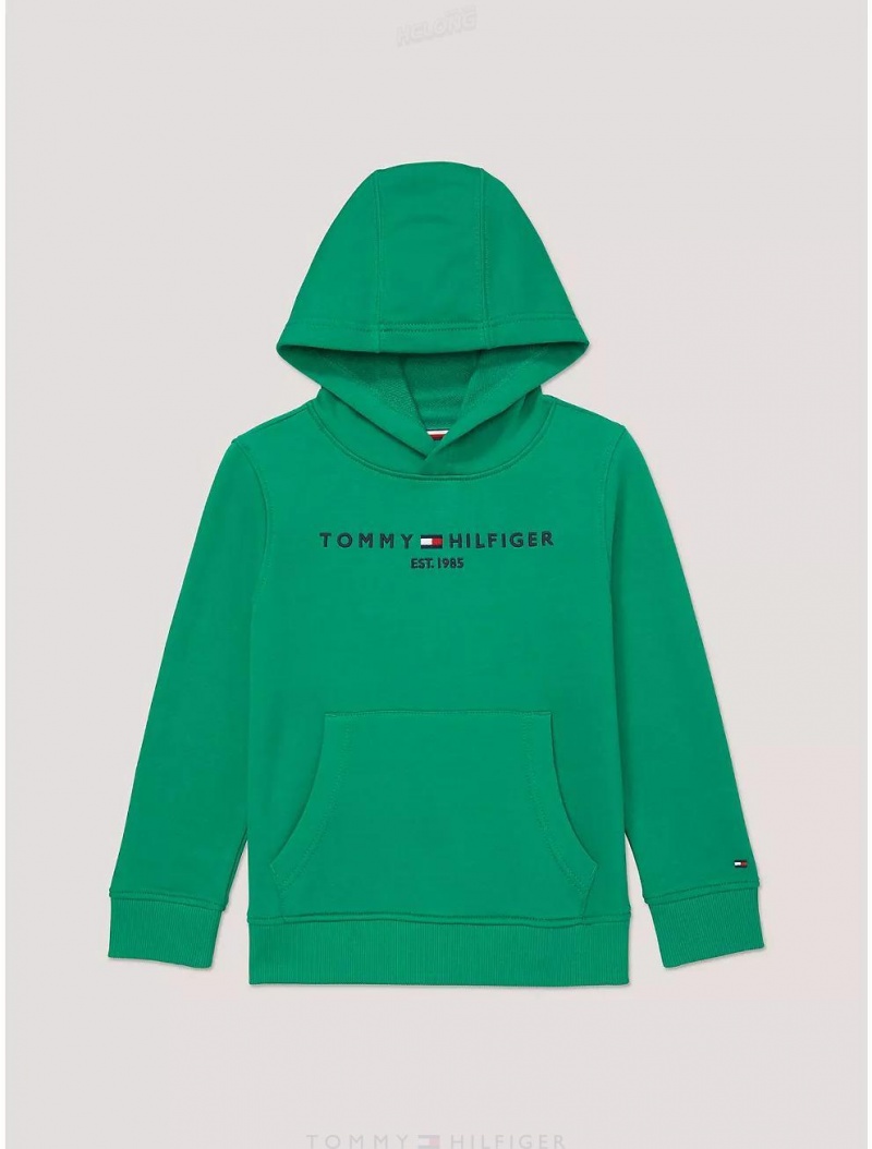 Tommy Hilfiger Kids' Tommy Logo Hoodie Sweatshirts & Sweaters Green Malachite | 2460-NHZWE