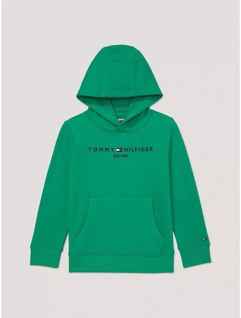 Tommy Hilfiger Kids\' Tommy Logo Hoodie Sweatshirts & Sweaters Green Malachite | 2460-NHZWE