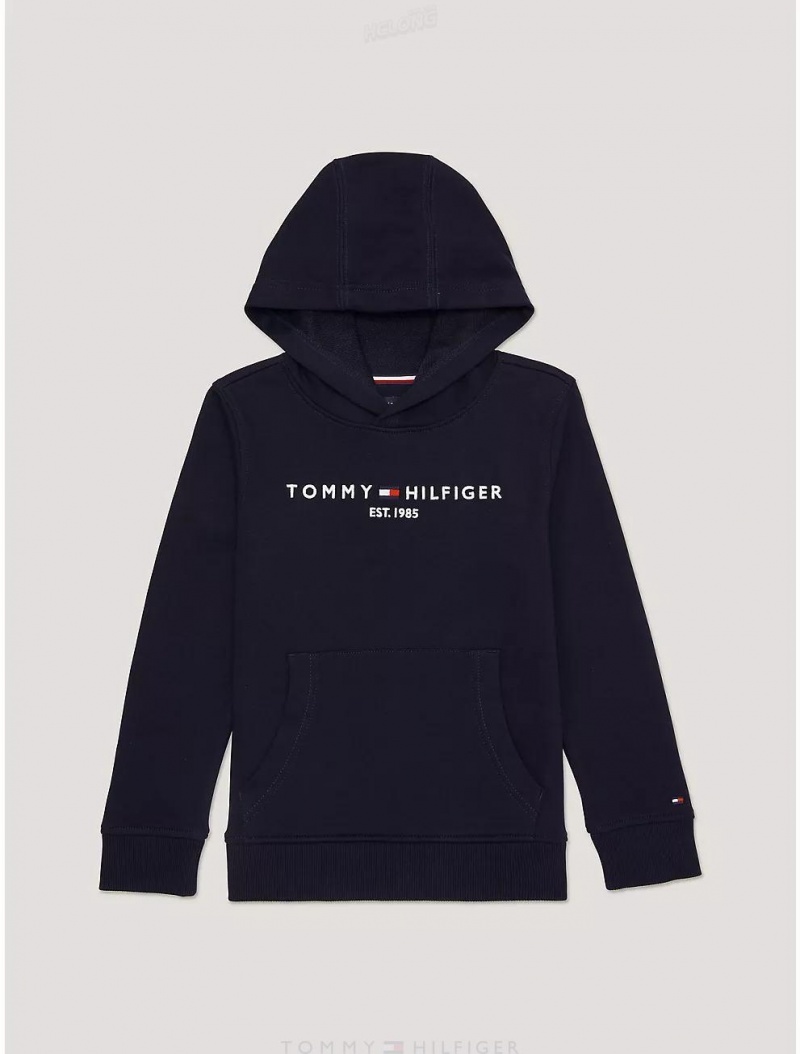 Tommy Hilfiger Kids' Tommy Logo Hoodie Sweatshirts & Sweaters Navy | 6539-OIRCZ