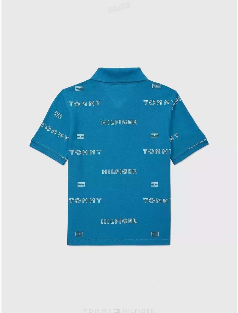 Tommy Hilfiger Kids' Tommy Logo Polo Polos Blue Craze | 3840-SDPQO