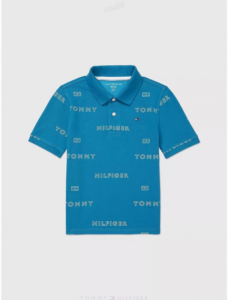 Tommy Hilfiger Kids' Tommy Logo Polo Polos Blue Craze | 3840-SDPQO