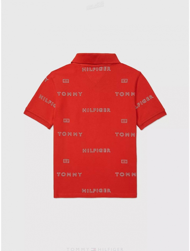 Tommy Hilfiger Kids' Tommy Logo Polo Polos Blush Red | 7642-UTPBH