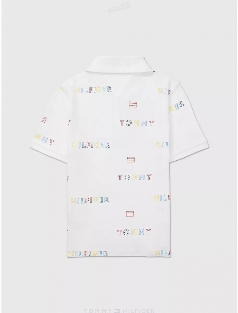 Tommy Hilfiger Kids' Tommy Logo Polo Polos Fresh White | 3142-JRXDA