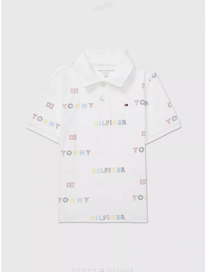 Tommy Hilfiger Kids' Tommy Logo Polo Polos Fresh White | 3142-JRXDA