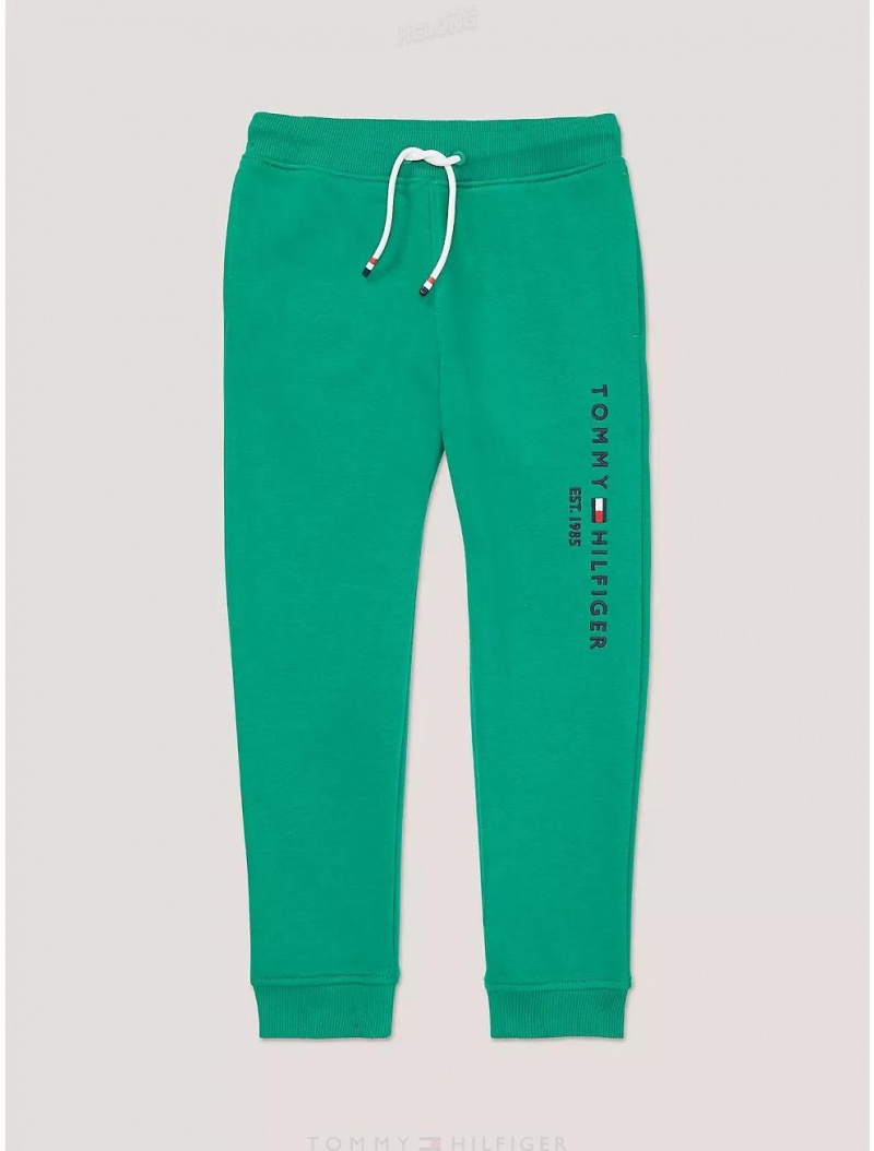 Tommy Hilfiger Kids' Tommy Logo Sweatpant Pants Green Malachite | 6082-WOGAV