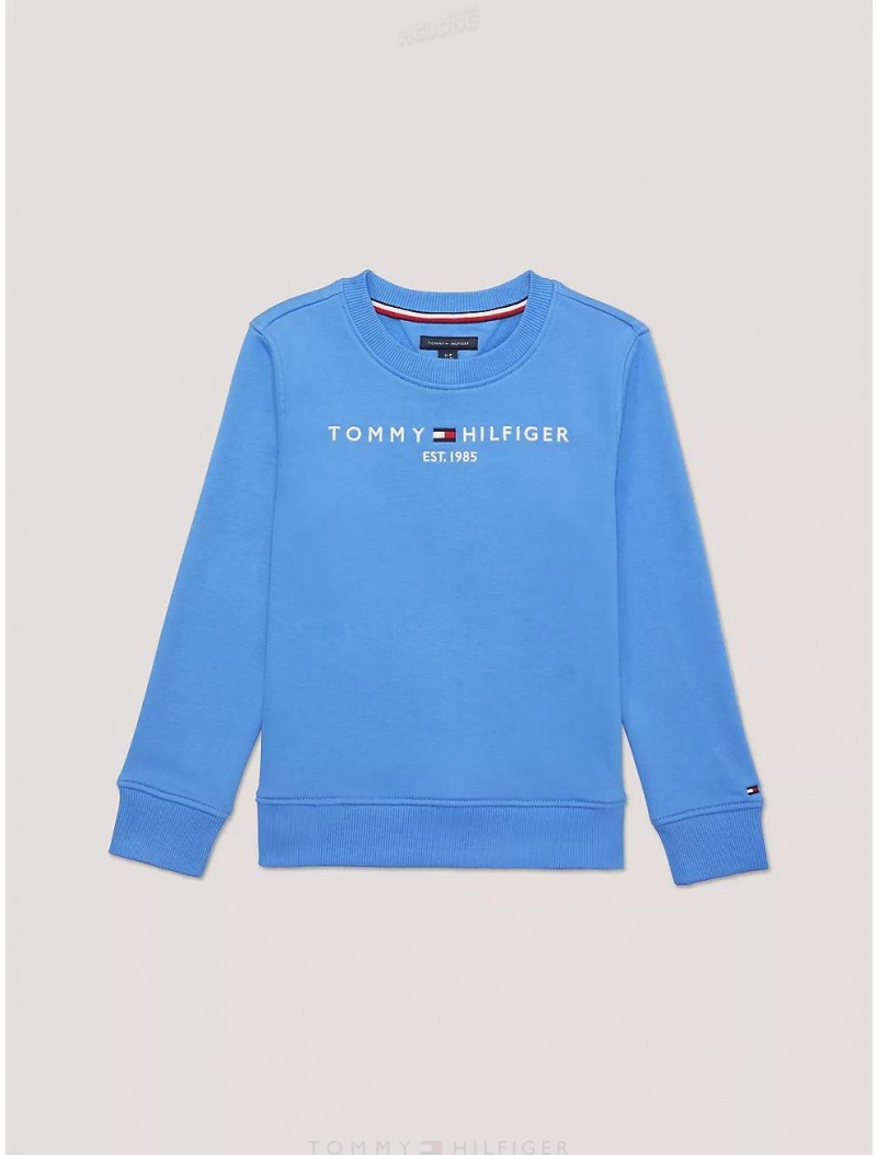 Tommy Hilfiger Kids' Tommy Logo Sweatshirt Sweatshirts & Sweaters Aegean Ocean | 3120-ATLKR