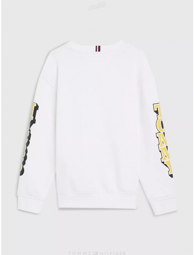 Tommy Hilfiger Kids' Tommy Logo Sweatshirt Sweatshirts & Sweaters White | 8120-QELOV