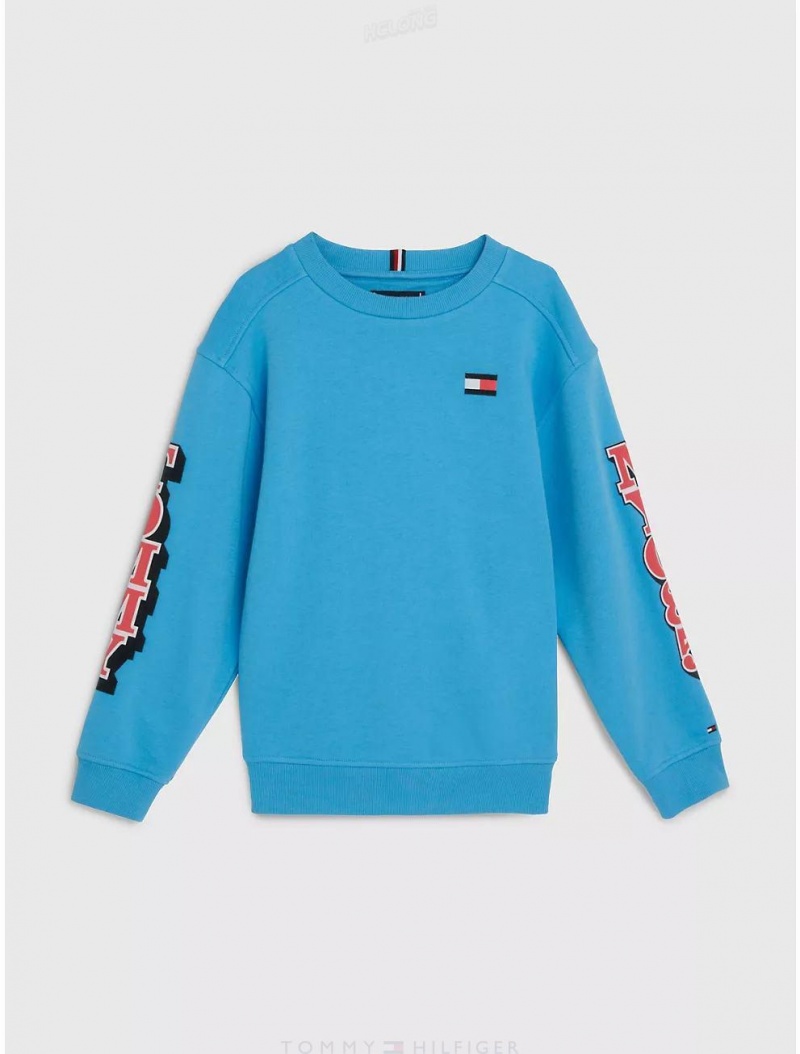 Tommy Hilfiger Kids' Tommy Logo Sweatshirt Sweatshirts & Sweaters Skysail | 2463-HRFID