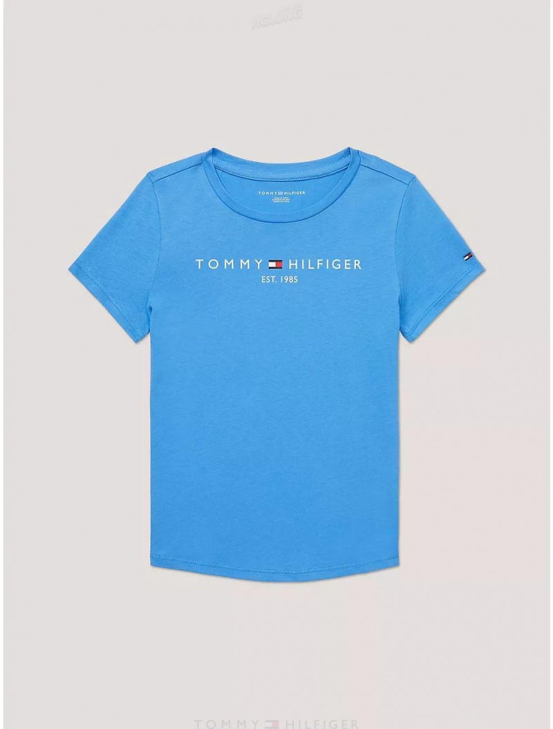 Tommy Hilfiger Kids' Tommy Logo T-Shirt T-Shirts Aegean Ocean | 4075-APWGB