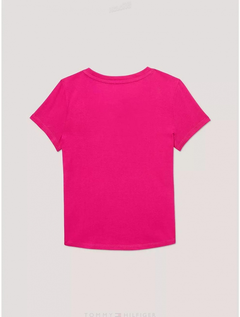 Tommy Hilfiger Kids' Tommy Logo T-Shirt T-Shirts Eccentric Magenta | 3186-RZVXE