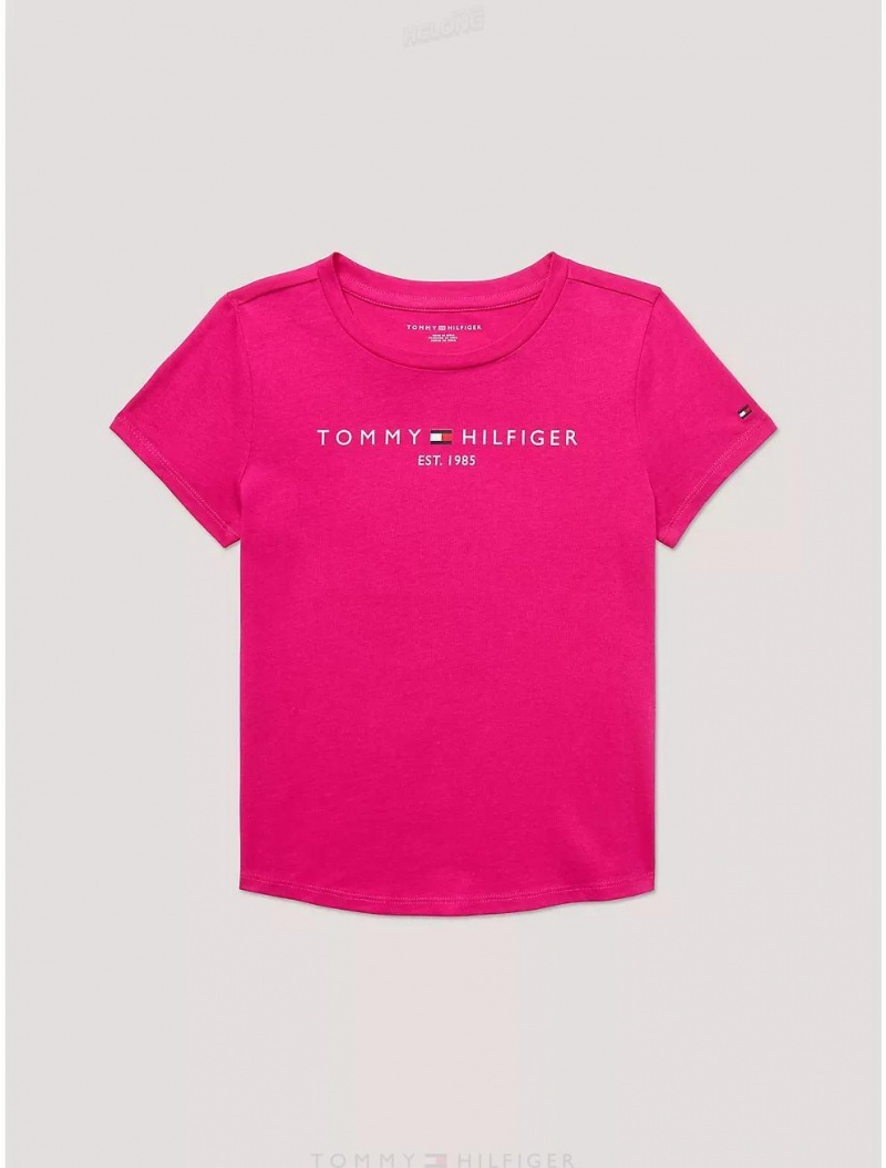 Tommy Hilfiger Kids' Tommy Logo T-Shirt T-Shirts Eccentric Magenta | 3186-RZVXE