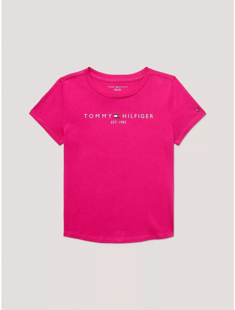 Tommy Hilfiger Kids\' Tommy Logo T-Shirt T-Shirts Eccentric Magenta | 3186-RZVXE