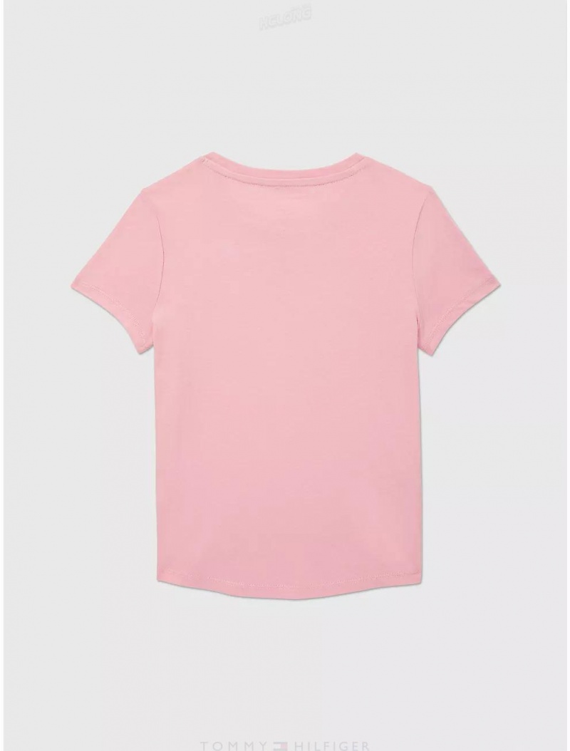 Tommy Hilfiger Kids' Tommy Logo T-Shirt T-Shirts Popular Pink | 5082-WGJHE