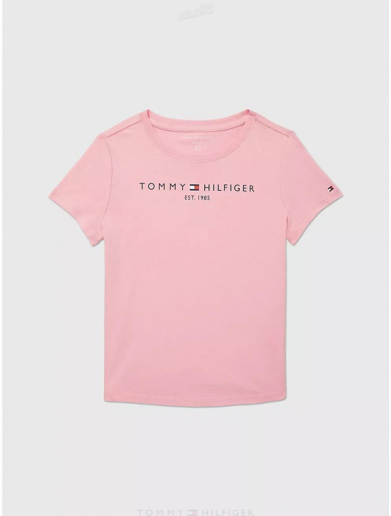 Tommy Hilfiger Kids' Tommy Logo T-Shirt T-Shirts Popular Pink | 5082-WGJHE