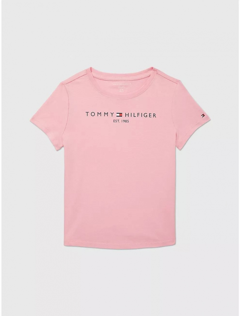 Tommy Hilfiger Kids\' Tommy Logo T-Shirt T-Shirts Popular Pink | 5082-WGJHE