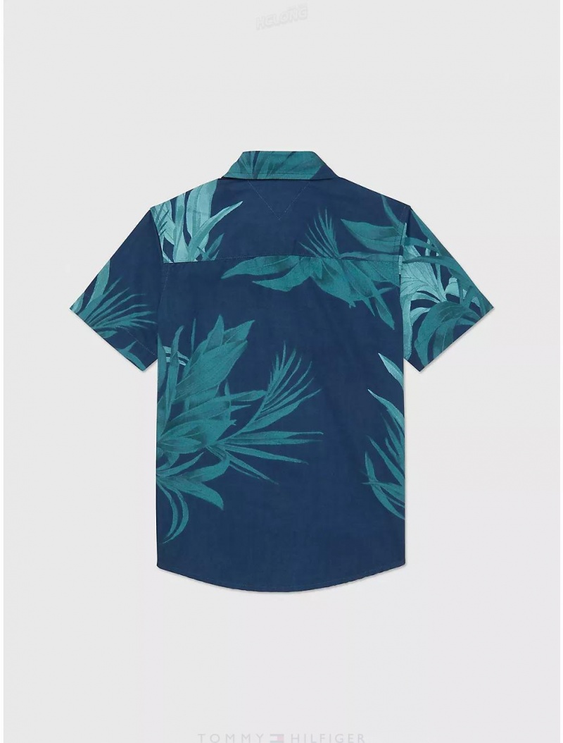 Tommy Hilfiger Kids' Tropical Print Shirt Shirts Desert Sky | 5023-UYOBN