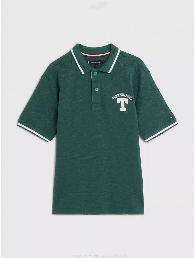 Tommy Hilfiger Kids' Varsity Polo Polos Collegiate Green | 4756-QFVSI