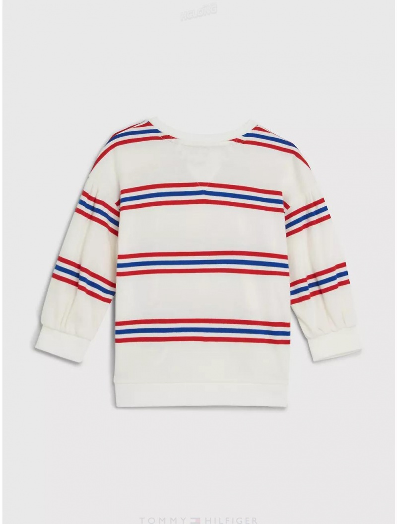 Tommy Hilfiger Kids' Varsity Stripe Sweatshirt Sweatshirts & Sweaters Ancient White / Multi Stripe | 3120-ZIGWN