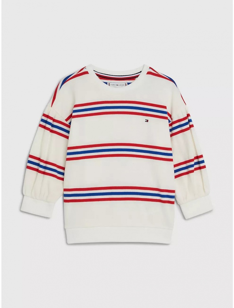 Tommy Hilfiger Kids\' Varsity Stripe Sweatshirt Sweatshirts & Sweaters Ancient White / Multi Stripe | 3120-ZIGWN