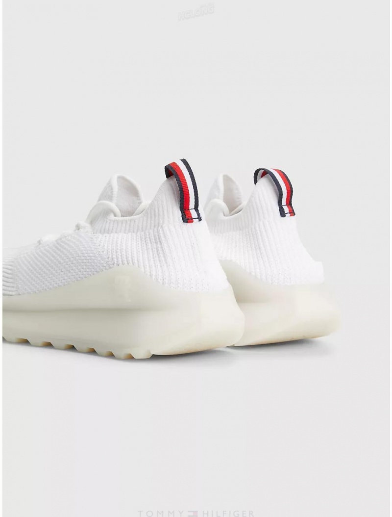 Tommy Hilfiger Knit Sneaker Shoes White | 9037-QULSH