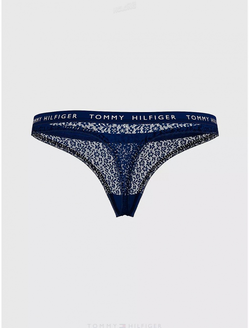 Tommy Hilfiger Lace Thong 3-Pack Panties Desert Sky/White/Rouge | 0987-SLMWD