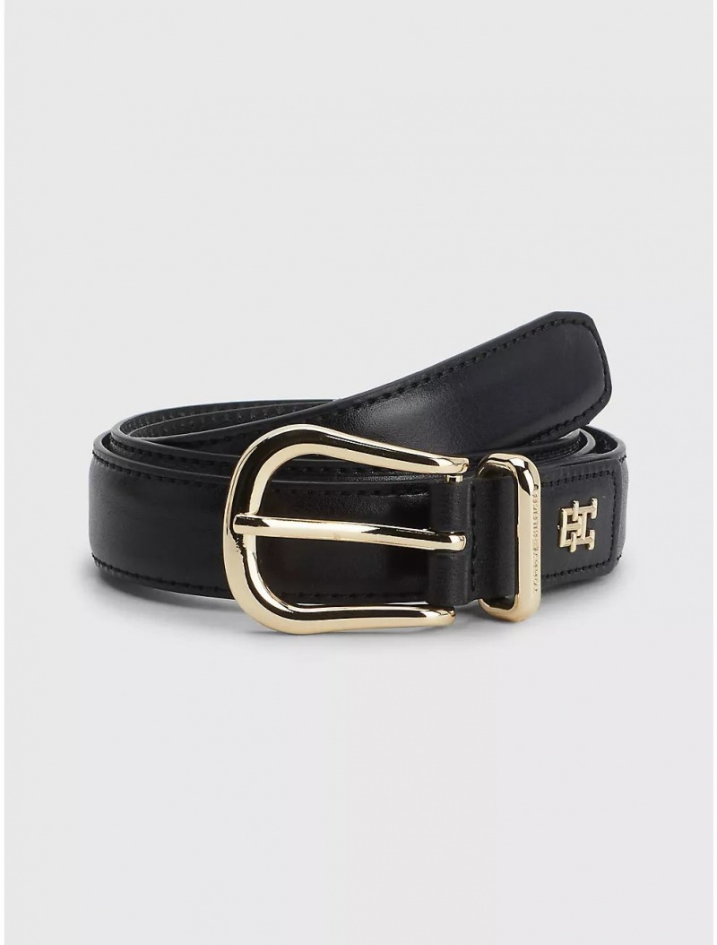 Tommy Hilfiger Leather Casual Belt Belts Black | 7965-TZVLJ