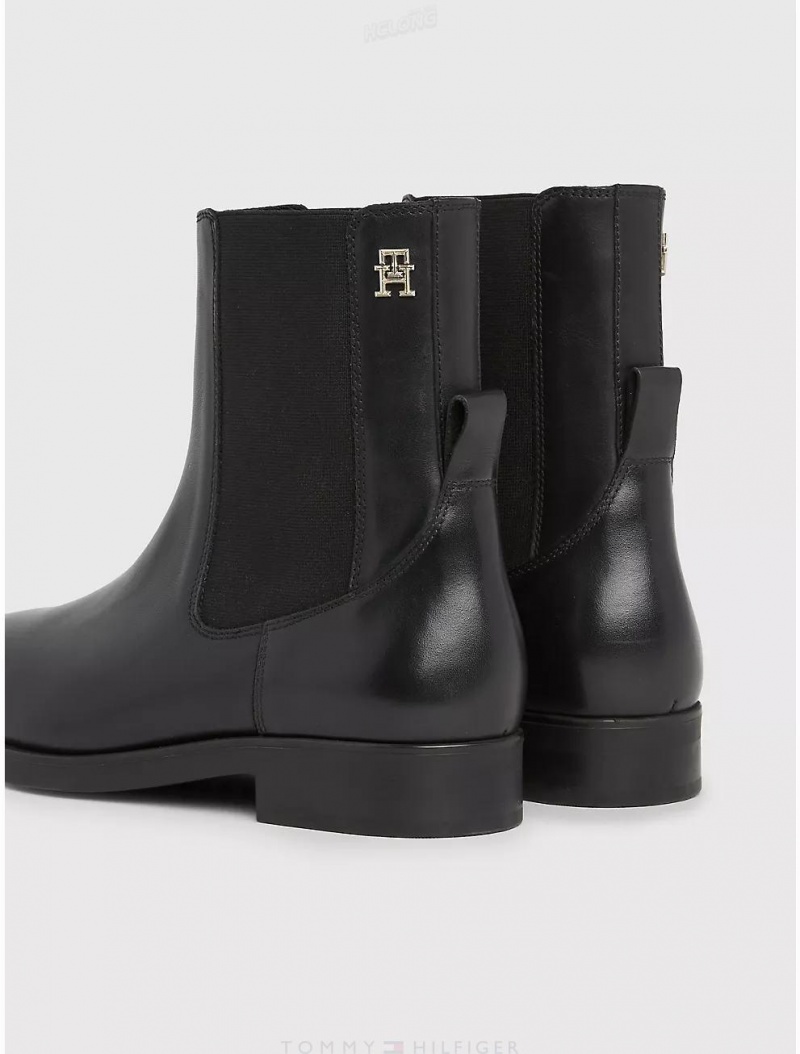 Tommy Hilfiger Leather Chelsea Boot Shoes Black | 2546-OSALE