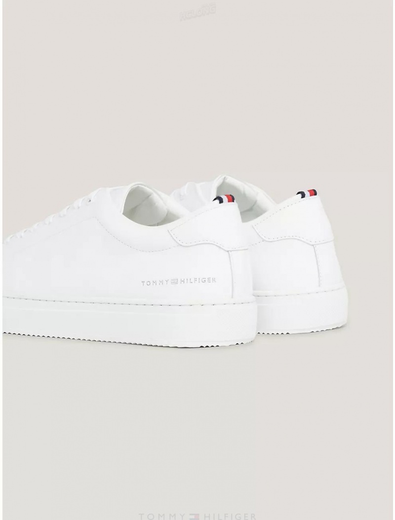 Tommy Hilfiger Leather Cupsole Sneaker Shoes White | 6980-NOEWU