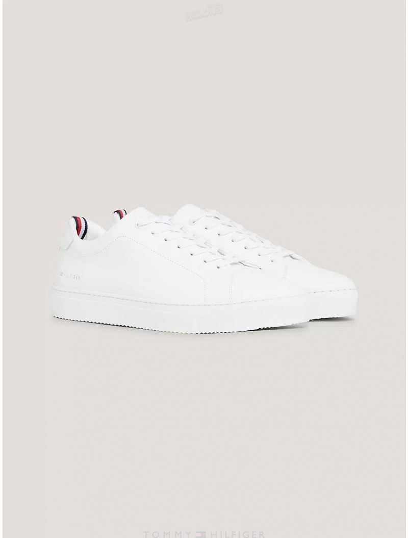 Tommy Hilfiger Leather Cupsole Sneaker Shoes White | 6980-NOEWU