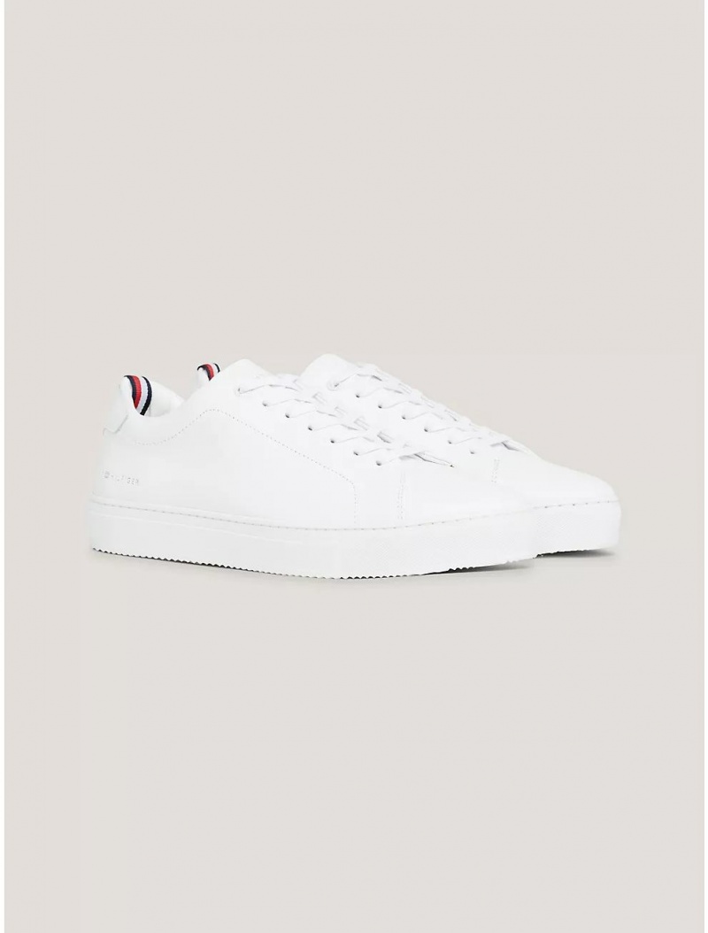 Tommy Hilfiger Leather Cupsole Sneaker Shoes White | 6980-NOEWU