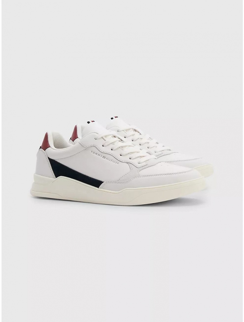 Tommy Hilfiger Leather Cupsole Sneaker Shoes Weathered White | 5214-KLMSR