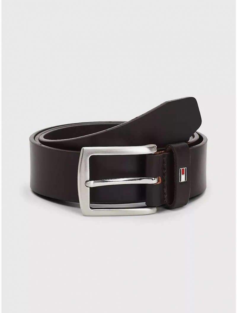 Tommy Hilfiger Leather Flag Belt Belts Testa Di Moro | 4053-BEDLZ