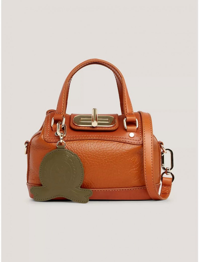 Tommy Hilfiger Leather Mini Duffle Bags Natural Cognac | 2693-BMTHN