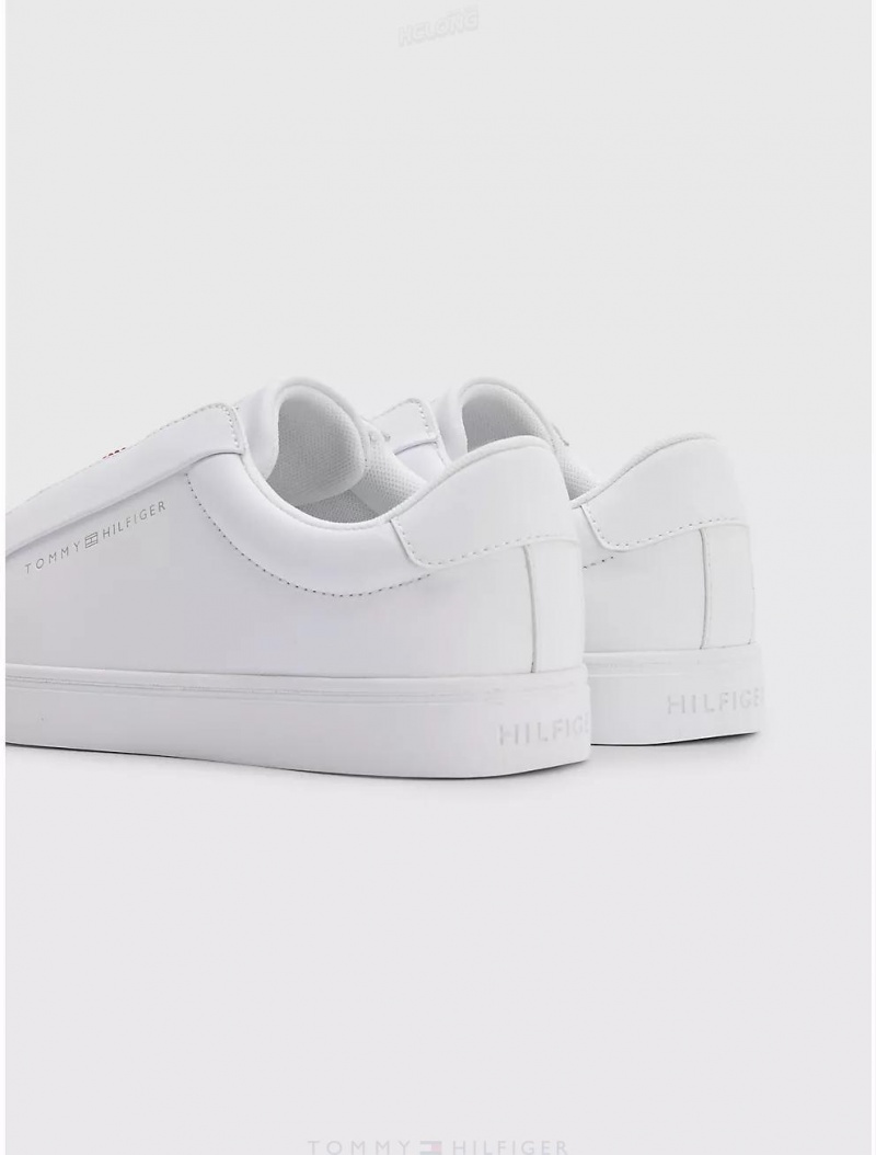 Tommy Hilfiger Leather Slip-On Sneaker Shoes White | 7136-QVPJB