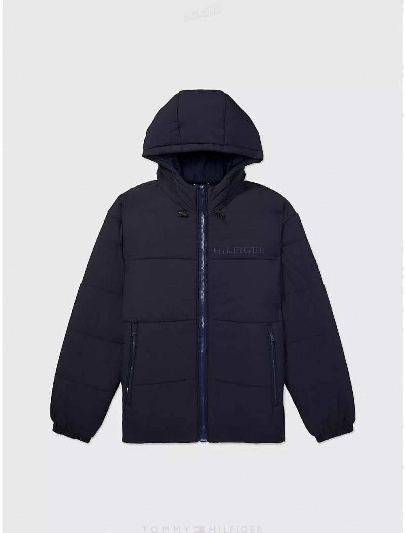 Tommy Hilfiger Lightweight Hooded Puffer Jackets + Coats Desert Sky | 2946-ACIDR