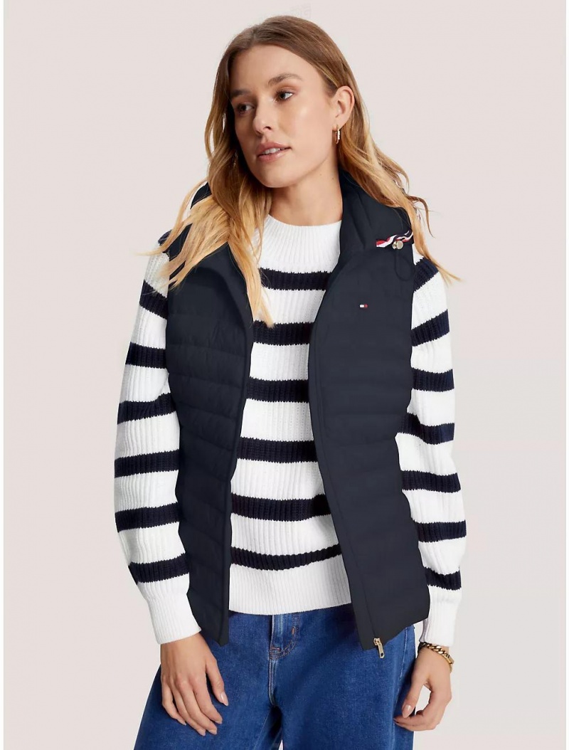 Tommy Hilfiger Lightweight Hooded Puffer Vest Jackets Desert Sky | 7936-IVMGW