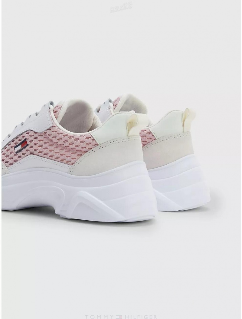 Tommy Hilfiger Lightweight Mesh and Leather Sneaker Shoes Misty Pink | 6018-HEQZN