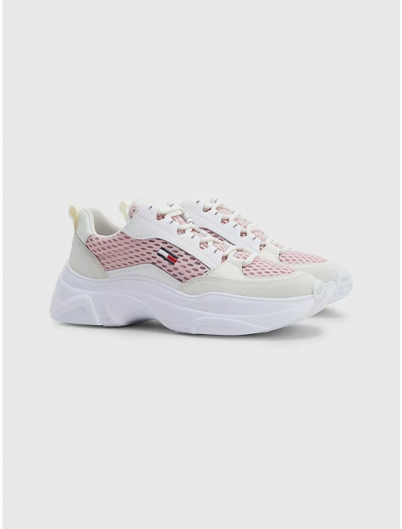 Tommy Hilfiger Lightweight Mesh and Leather Sneaker Shoes Misty Pink | 6018-HEQZN