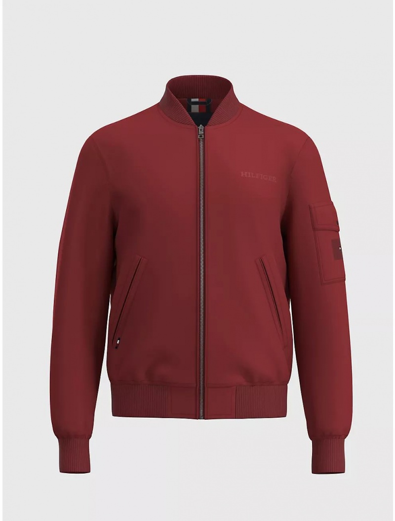 Tommy Hilfiger Lightweight Nylon Bomber Jacket Jackets Regatta Red | 1825-TMWYV