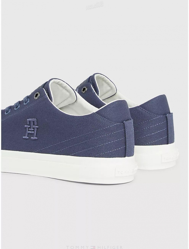 Tommy Hilfiger Linen-Cotton Sneaker Shoes Desert Sky | 7428-NCJLI