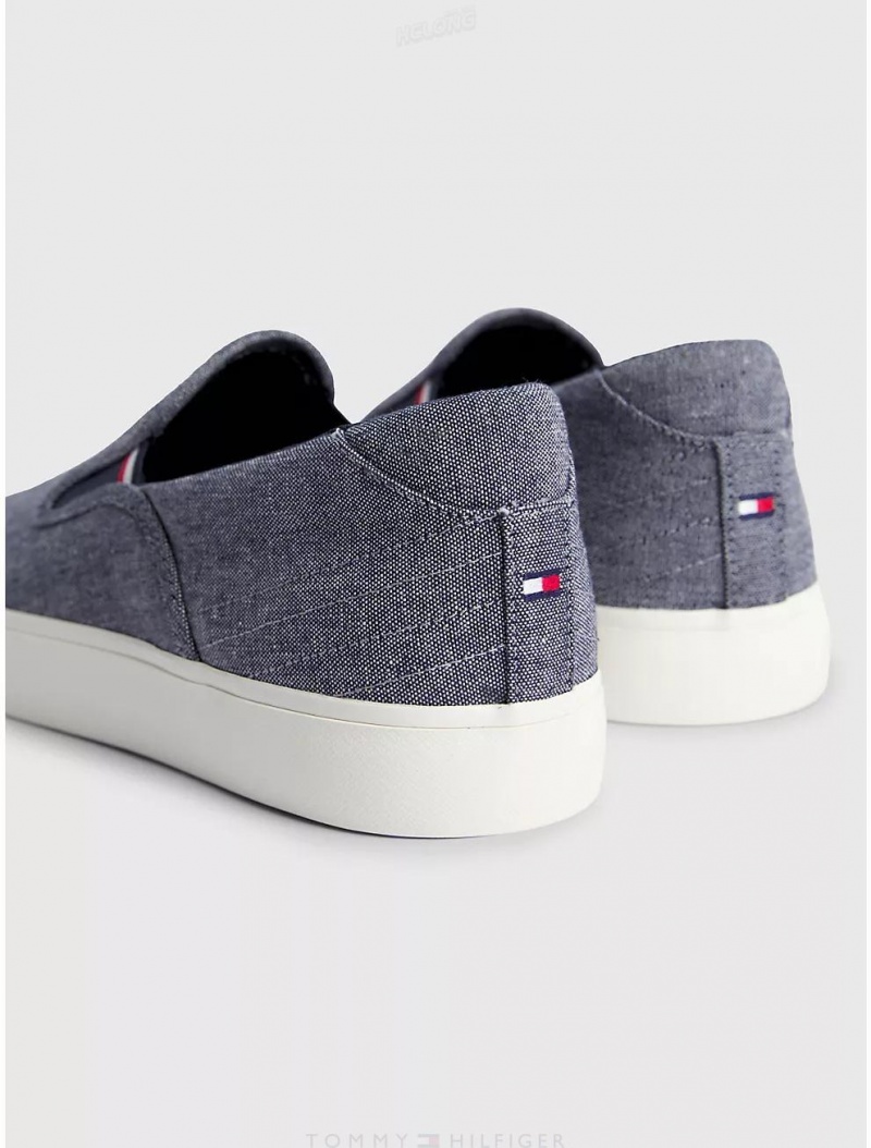 Tommy Hilfiger Linen Slip-On Sneaker Shoes Desert Sky | 7268-ZXORB