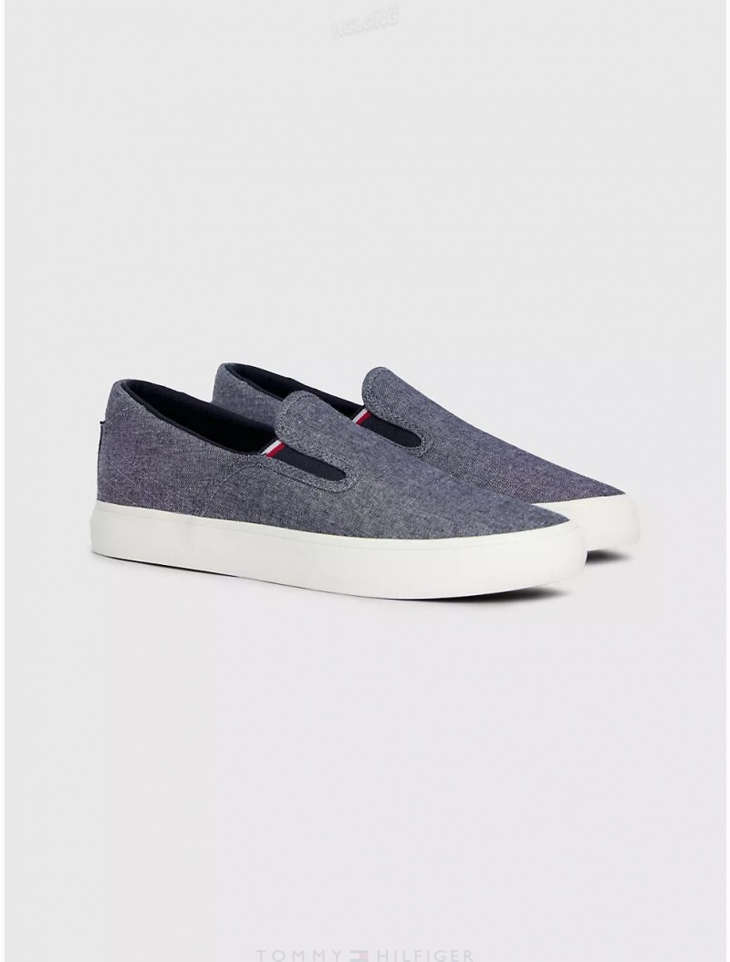 Tommy Hilfiger Linen Slip-On Sneaker Shoes Desert Sky | 7268-ZXORB