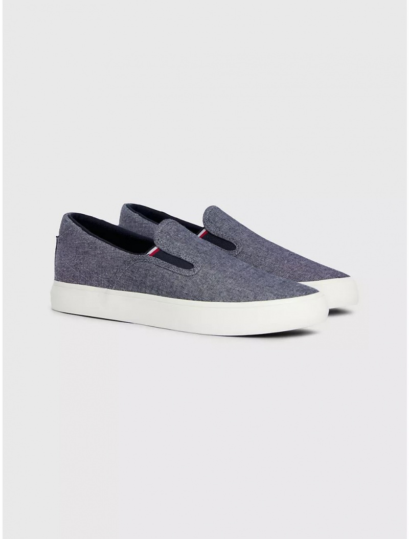 Tommy Hilfiger Linen Slip-On Sneaker Shoes Desert Sky | 7268-ZXORB