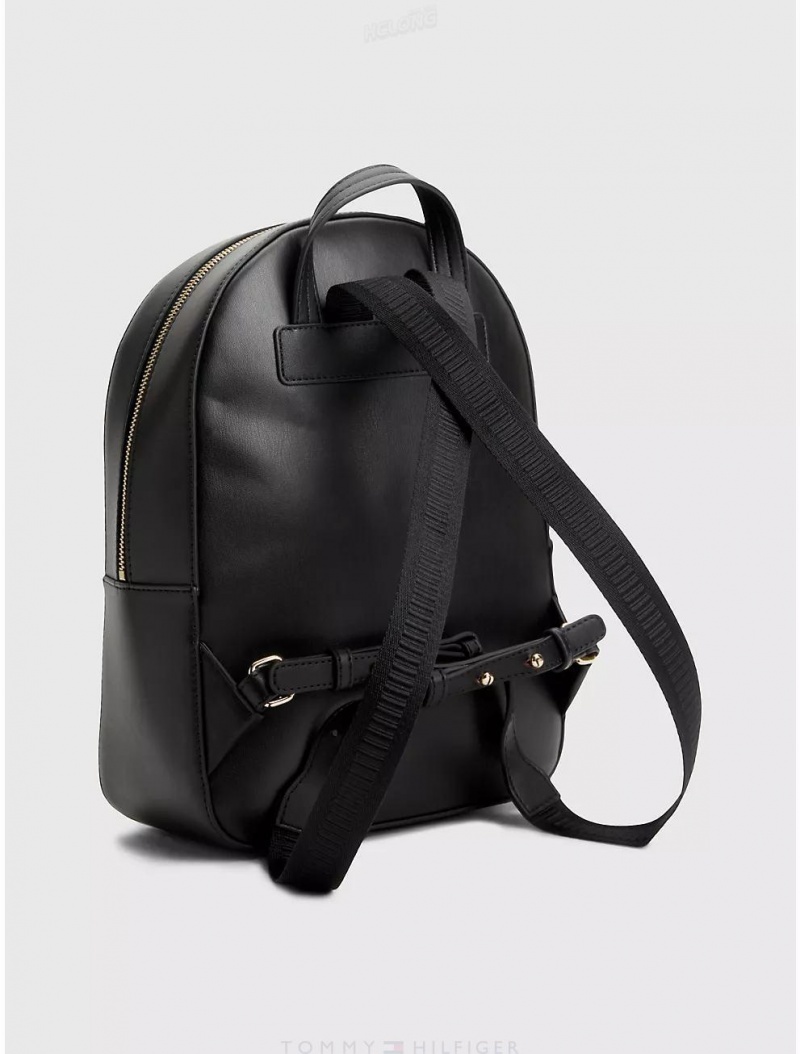 Tommy Hilfiger Logo Backpack Bags Black | 7498-QYAXI