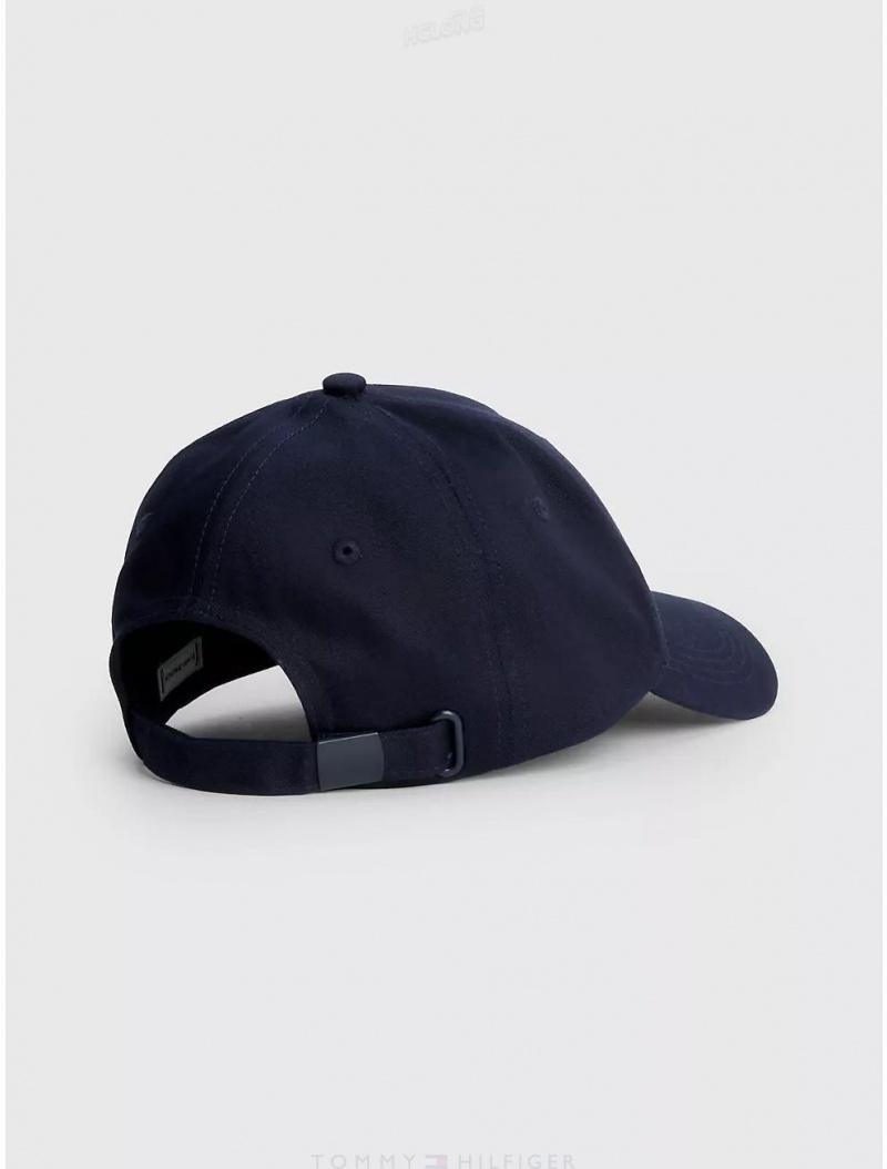 Tommy Hilfiger Logo Baseball Cap Hats Space Blue | 2719-XRVNY