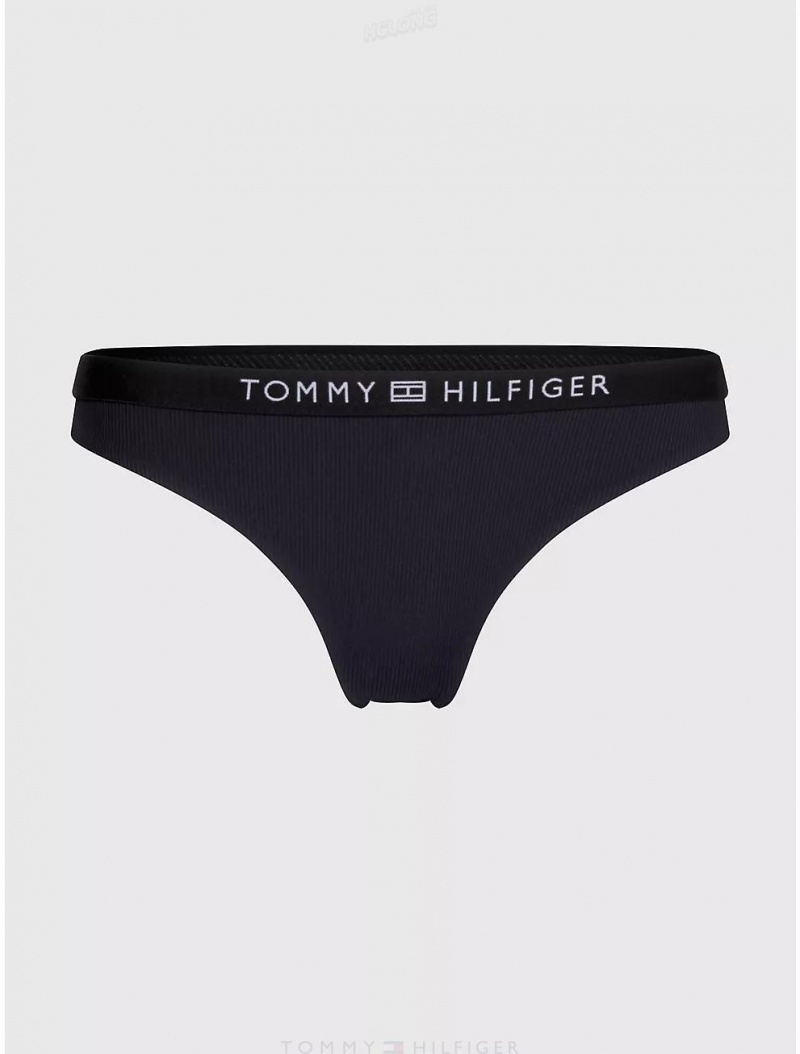 Tommy Hilfiger Logo Bikini Bottom Swimwear Black | 3752-RWIVN